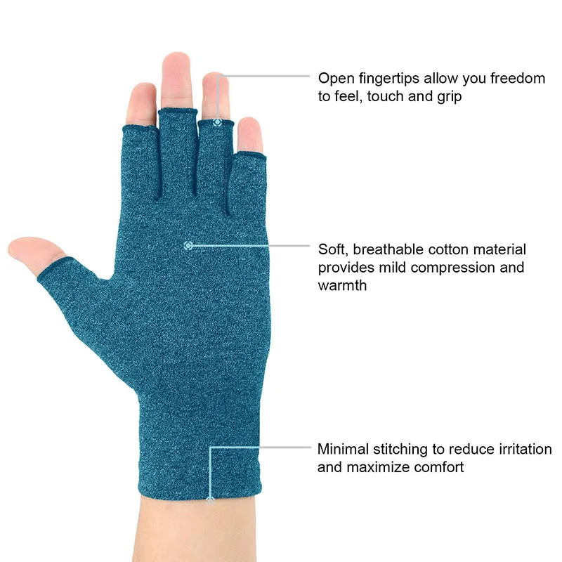 Custom Half Finger Relieve Pain Reduce Stiffness Therapy Rheumatoid Arthritis Compression Gloves