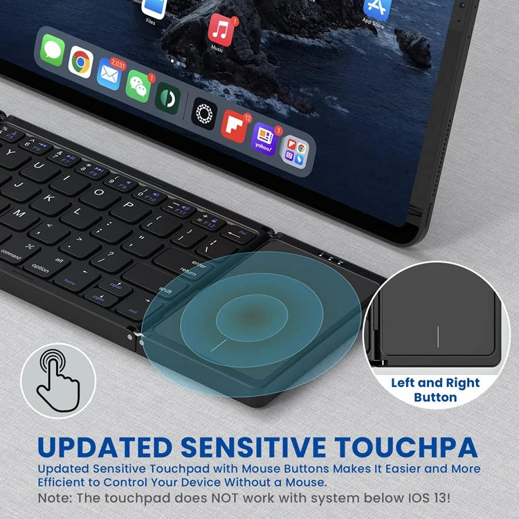 FOR ipad foldable wireless keyboard B033 mini Wireless Foldable bt portable folding Keyboard for mobile phone and tablet