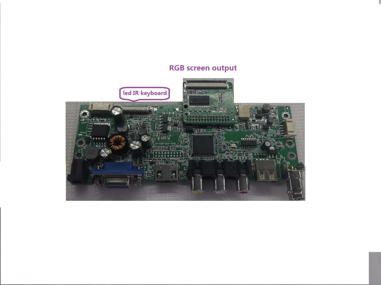 Model controller board V56-2AV-T CVBS  VGA USB HD BNC  LVDS lcd  board for small size Screen with VGL VGH VCOM Vgamar and backlight converter