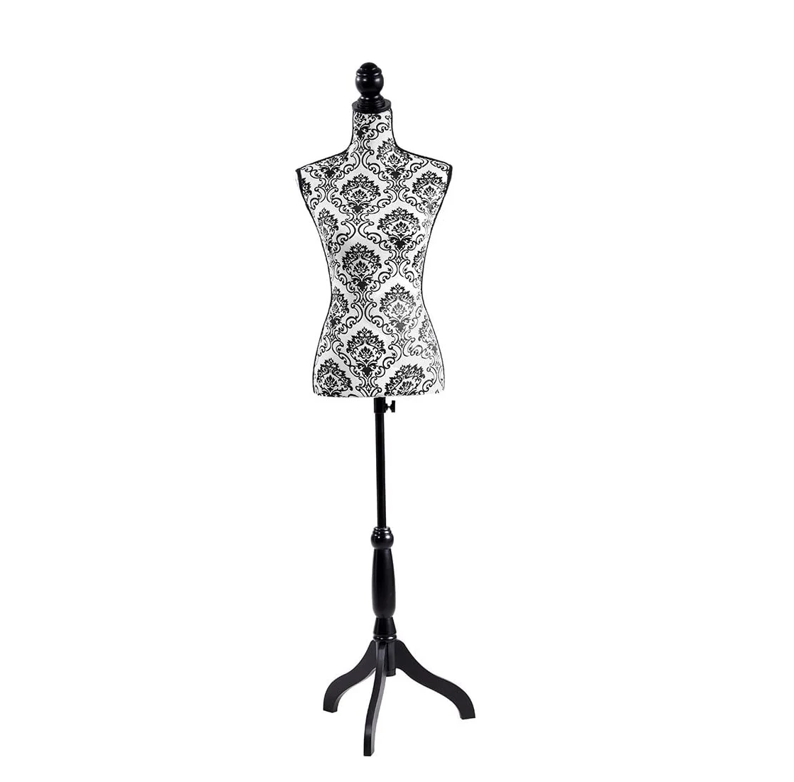 
Female Mannequin Torso Dress Form Black Tripod Stand Display Modern Style 