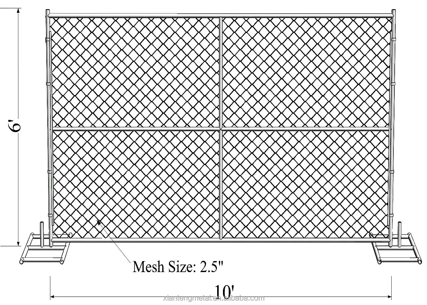 Hot Sale Easily Assembled Portable American Galvanized Temp Fence Construction Chain Link Fence Panel Temporary Fencing