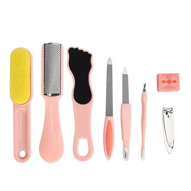 Multifunction Professional 9pcs Light Orange Manicure Pedicure Set Nail Care