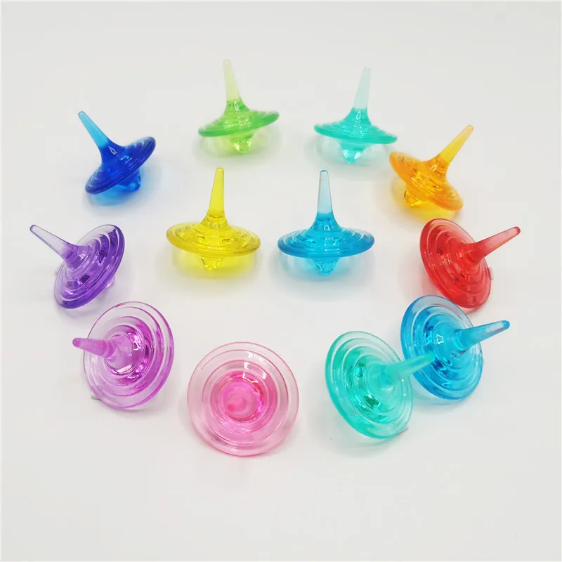 Classic Mini plastic Hand Turn Rotating Gyro Gyroscope tops toy for children kids