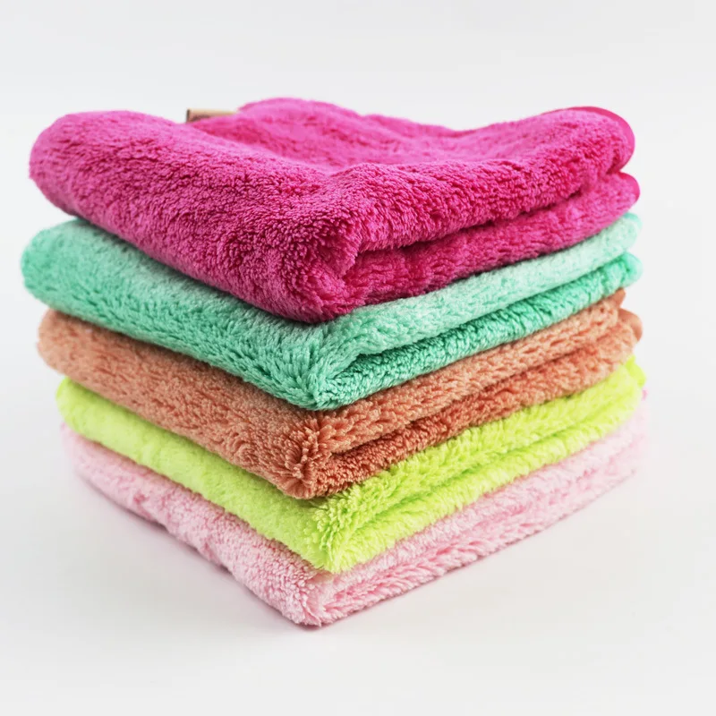 Wholesale Square Microfiber Rags Hanging Edging Soft Kitchen Dish Cloth Absorbent Small Dish Wash Cleaning Cloth For Glasses