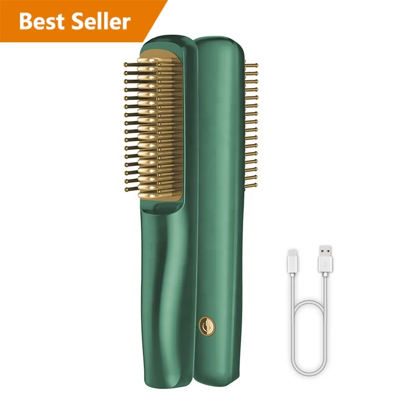 2023 new Heat Mens Mini Flat Iron Best Hair Straightener Brush Comb Ionic Hot Wireless Electric Cordless Beard Straightener