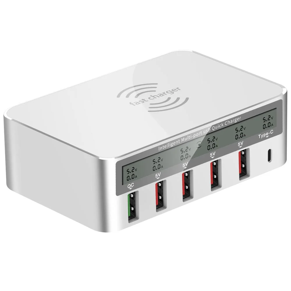  Портативное зарядное устройство с 6 usb-портами универсальное type-c qc 3 0 pd qi зарядная станция несколькими адаптер для