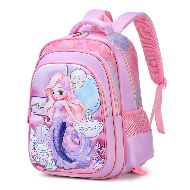 New 3d Leather Nylon Trolley Schoolbag Large Capacity Portable Factory Primary Student Travel Backpack Set School Bag With Wheel