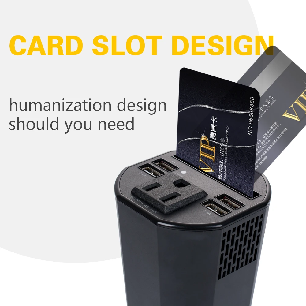 150W DC 12V to 110V AC Outlet Cup Holder Car Converter Adapter with 3.1A Dual Smart Quick USB Charger Car Power Inverter