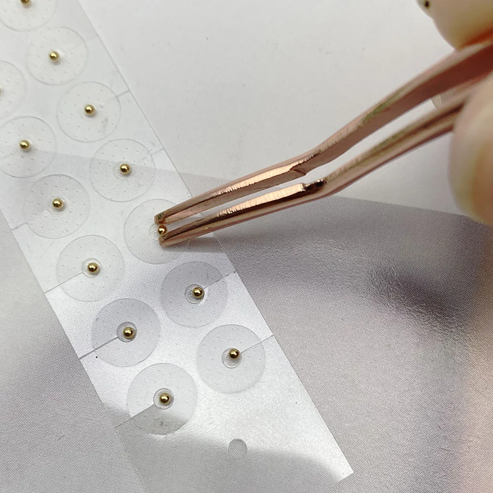 Custom Package Auricular Point Sticker Sliver Ear Seeds Acupuncture Patch Ear Acupuncture Seeds Acupuncture 24K Gold Ear Seeds