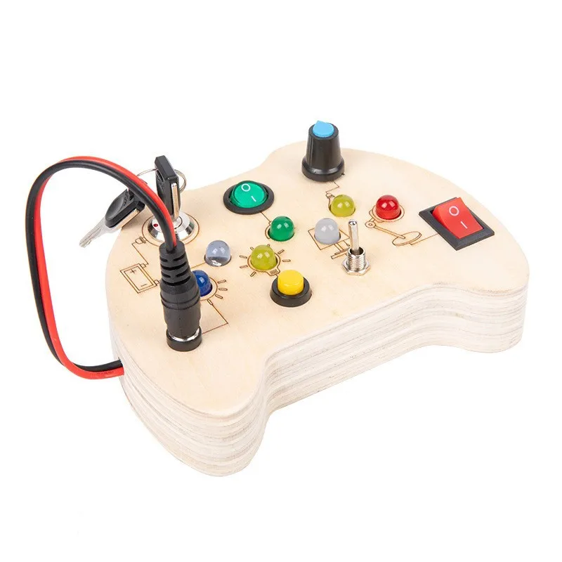 LED Educational Electric Wooden Busy Board GamePad montessori Led Light Busy Board Light Toy Led Busy Board game toys For Kids