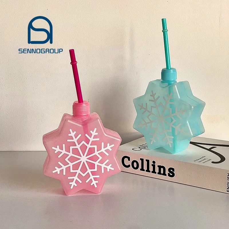 Unique Snowflake Plastic Drink Glass Bottle Christmas Gift Polycarbonate Outdoor Unbreakable Cocktail Glasses