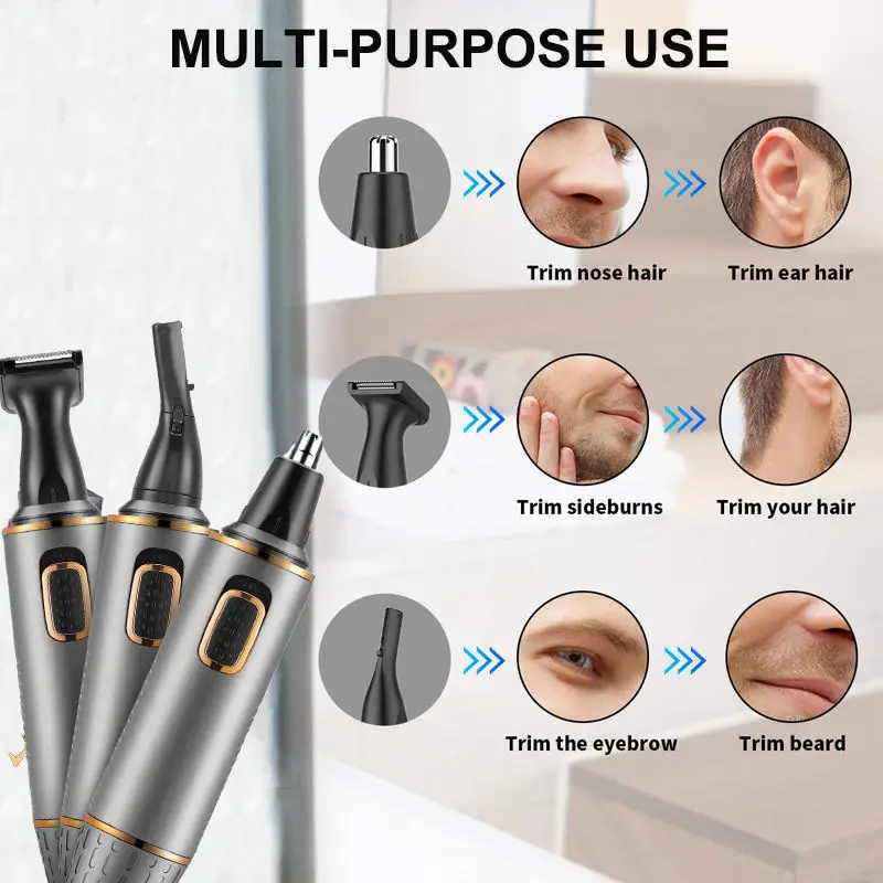 MRY Electric Facial Hair Clippers 4 in 1 Wireless Multi-function Rechargeable Ear Eyebrow Trimmer for Eyebrow Hair Removal