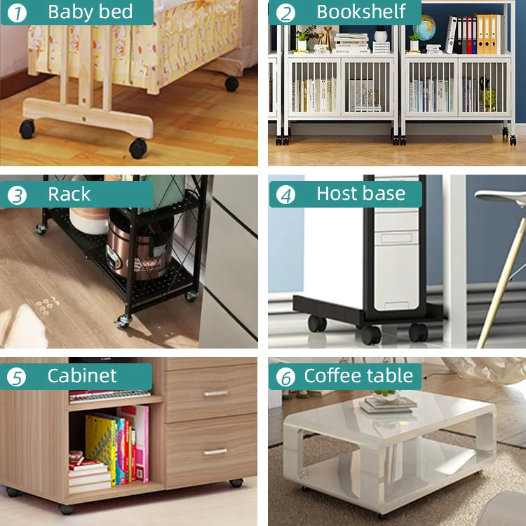 New Arrival Nylon PP Material 1.5 Inch  Bookshelf Cabinet Rack Plate Furniture Caster Wheel