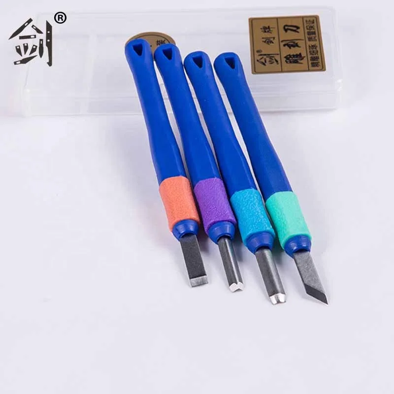 Sk2 Wood Carving Chisel 4pcs Plastic Handle Wood DIY Carving Knife For Carving