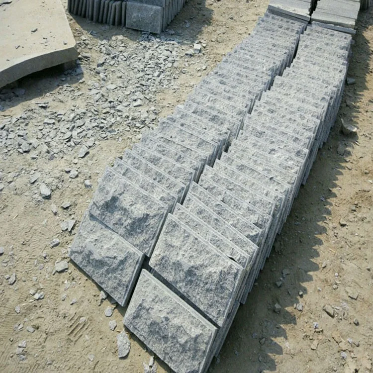 China Factory Manufacture Grey Granite Mushroom Stone block walls natural split surface granite wall stack stone