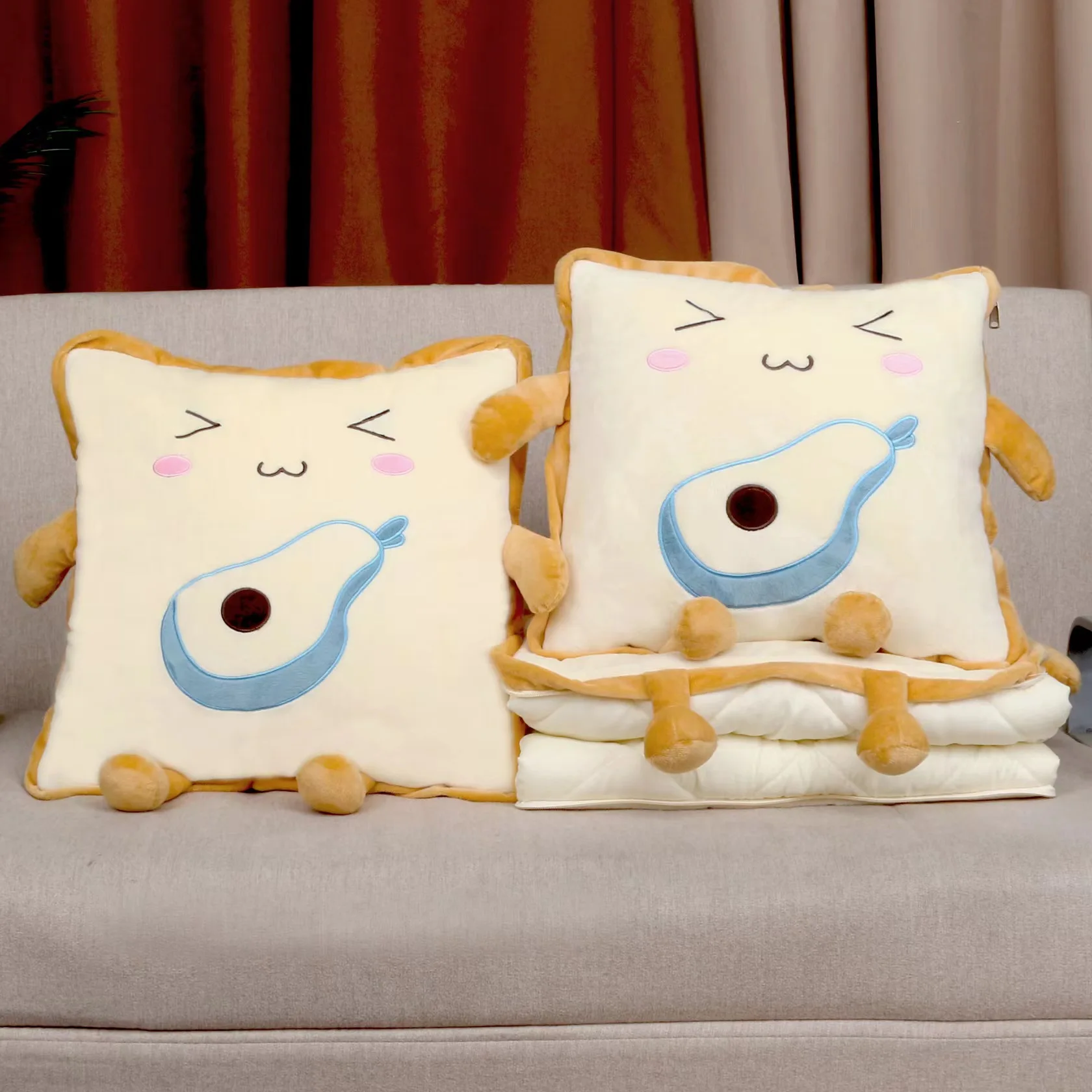 Cartoon soft pillow quilt dual-purpose blanket, cushion pillowcase backrest pillow nap pillow