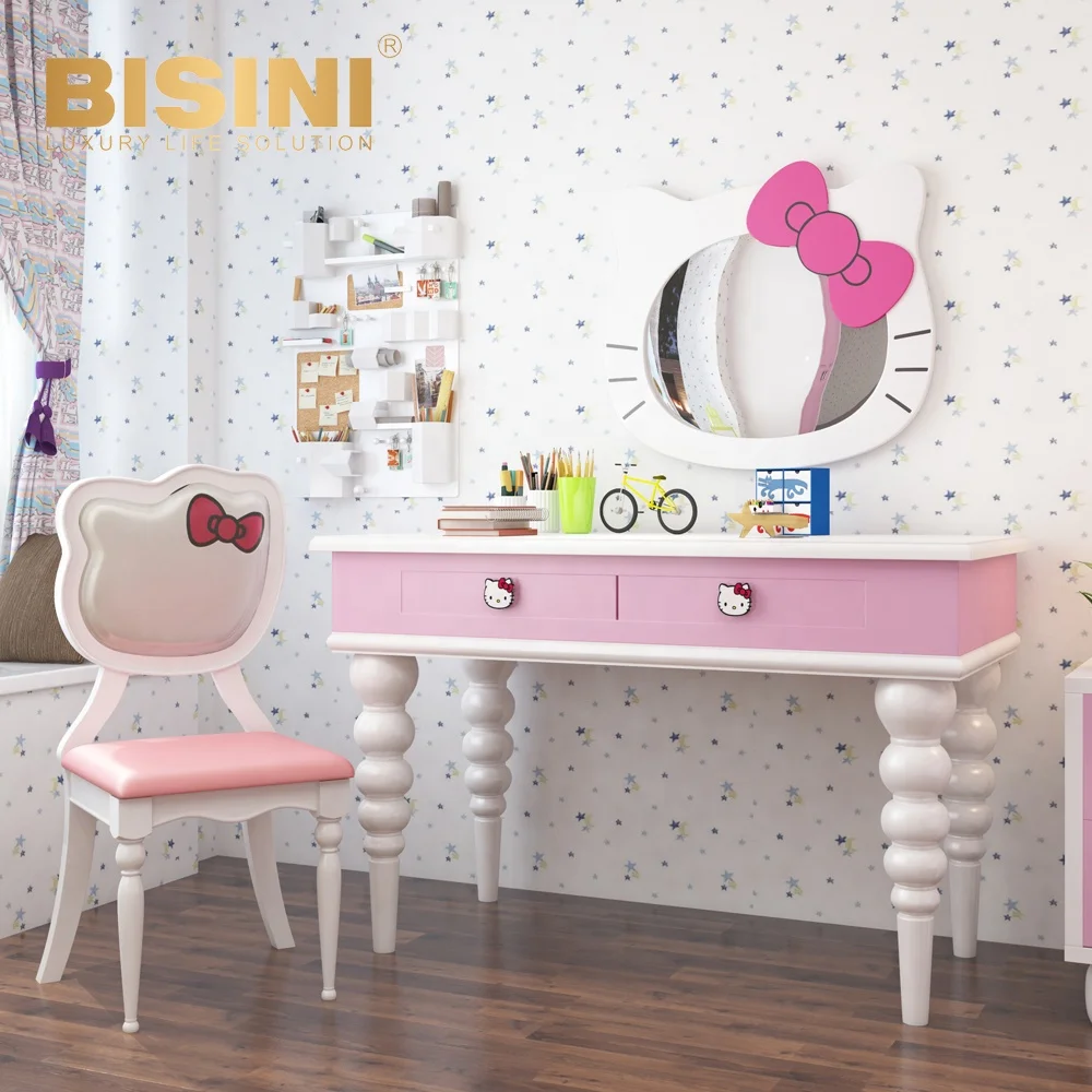 Милая Детская кровать Hello Kitty милая розовая для девочек с ночной подставкой из
