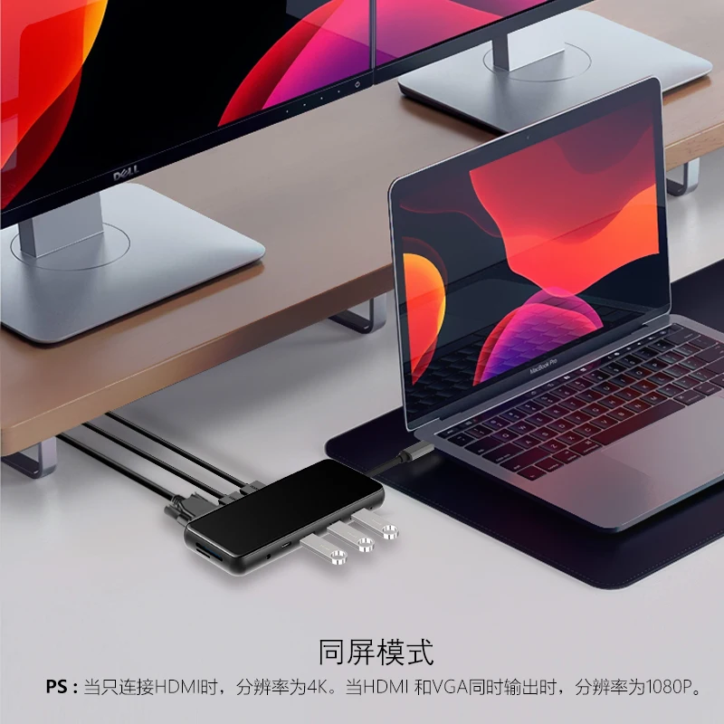  USB C концентратор док-станция для ноутбука 12 в 1 тройной дисплей адаптер с двойным 4K HD MI VGA локальная сеть стандарт PD 3 портами (стандарт 0 передачи данных