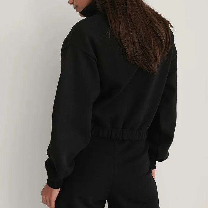 Premium Women Lounge wear Sets Plain High Street Sports Wear 2 Piece Crop Hoodie Set Women Jogger Set