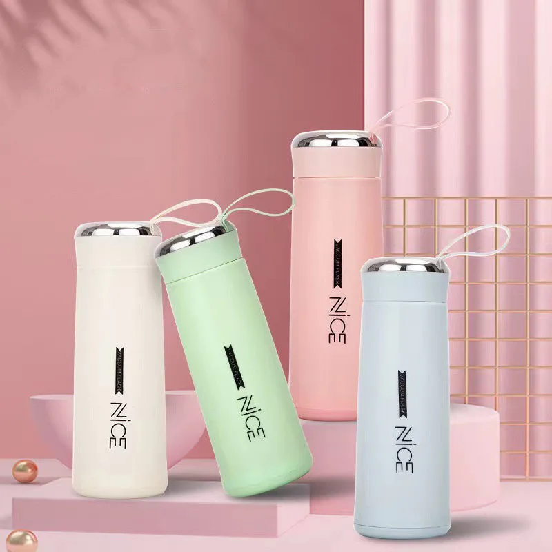 Custom Logo Stock Multi Colored Outdoor Travel Cup Double-layer High-quality Portable Glass Water Bottle