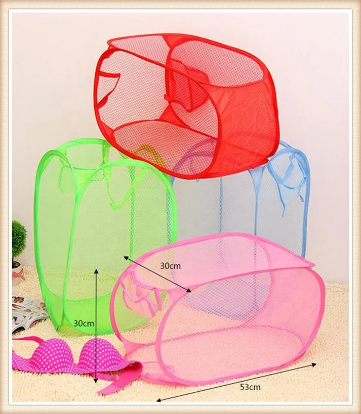 Wholesale polyester foldable mesh nylon laundry basket