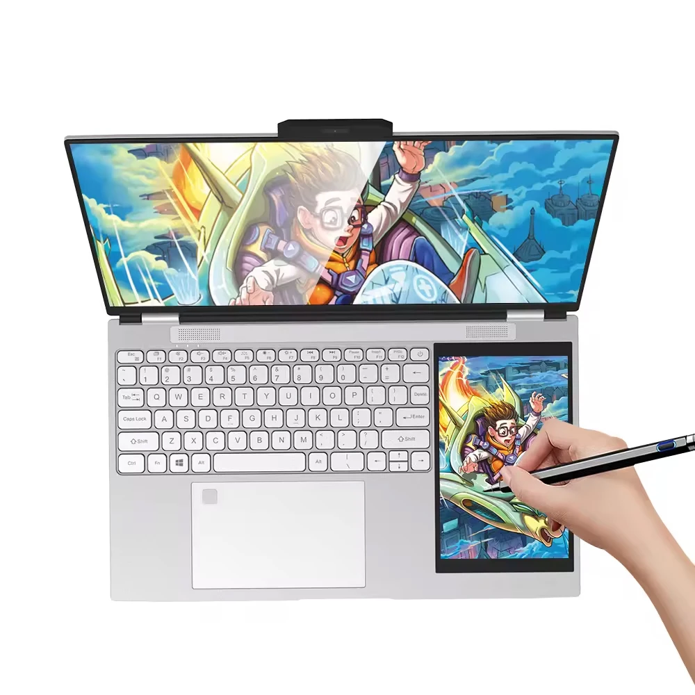 Ноутбук Intel N100, оптовая продажа по заводской цене, 15,6 + 7 дюймов, 16 ГБ ОЗУ + 1 т, одноэкранный, студенческие и образовательные ноутбуки