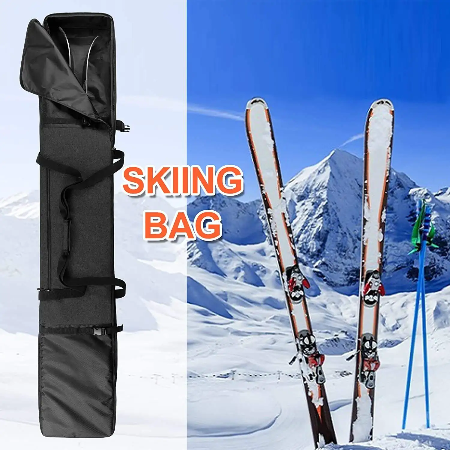 Custom Logo 600D Waterproof Snowboard Bags Large Capacity Totebags Ski Pole Storage Bags Outdoor Sport Tote Ski Travel Bags