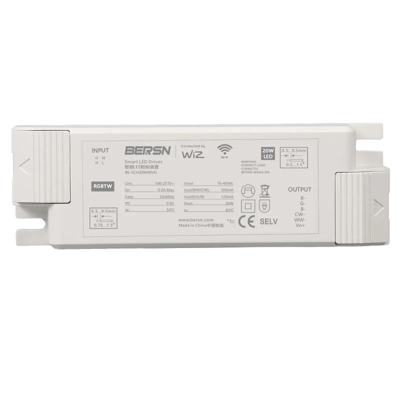 Customization SmartDriver 20W 500mA  RGBCW Multiple color 100-277V Smart Led Power Supply for Indoor Light