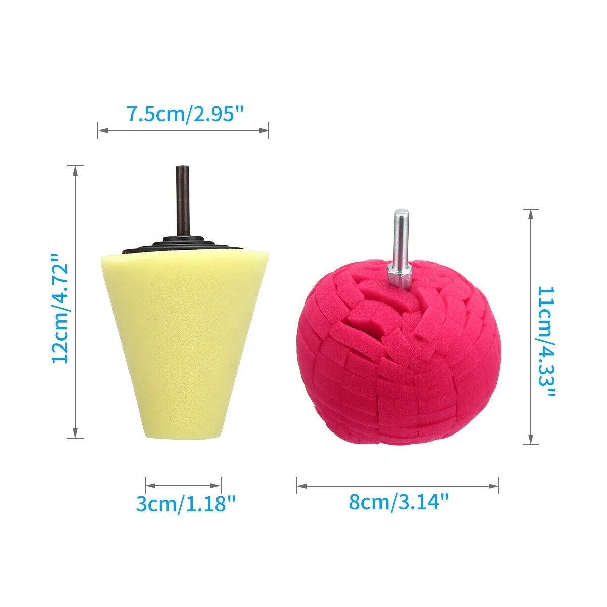 High Quality 5pcs Foam Buffing  Polishing Kit Cone Sponges Ball Pads Kits For Car Wheel Corne