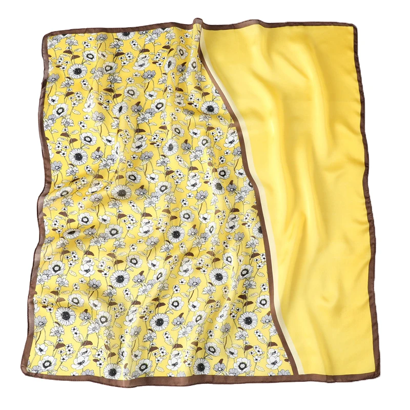 Square Printed Scarves Colored Hair Logo Wrapping Silk Custom Long Square Print Edge Wraps Trending 70x70 Cm Satin Scarf