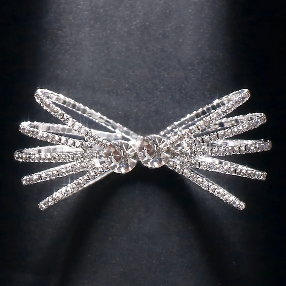 Multi-layer Wide Adjustable Cuff Open Bangle Bracelet Women Luxury Sorority Crystal Gem Rhinestone Bracelet Delicate