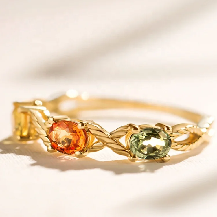 Manufacturer Custom Fashion Gemstone Jewelry 18K Solid Gold Sapphire Ring