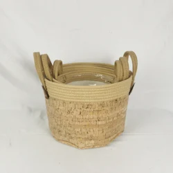 Wood skin handmade storage baskets flower vase for home decor