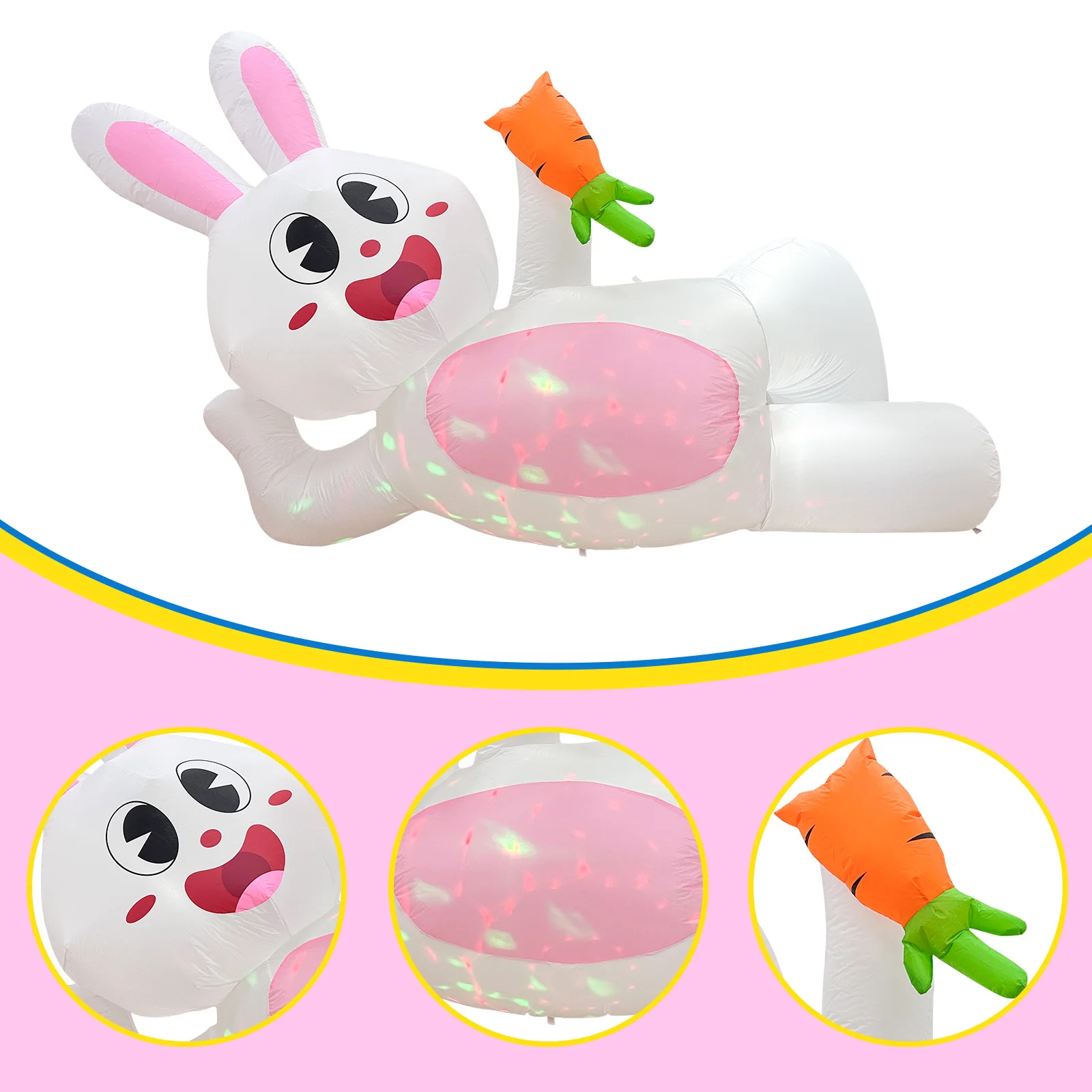 Ourwarm 8FT Easter Inflatable Lying Light Bunny Party Outdoor Decoration