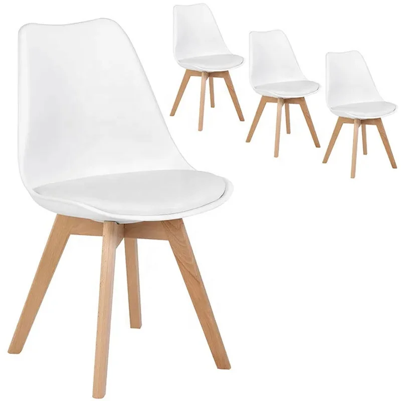 Cheap Dine Chairs Plastic PP New Wood Style Gross Tulip Wooden Legs Chair Tulip Wooden Legs Dining Chair