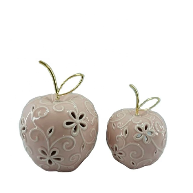 Ceramic Wholesale Artificial Fruit apple and pear colorful  tabletop Home decoration