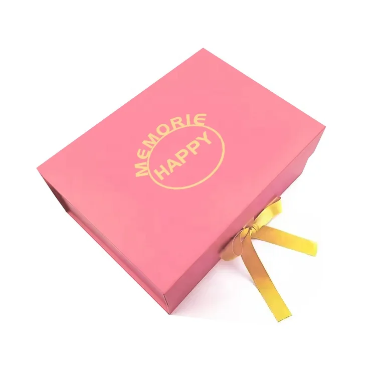 Space Saving 35x24x6cm Rose Gold Foil Logo Boxes Packaging Box Gift