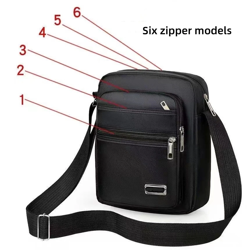 Waterproof nylon Oxford bag for men Single shoulder crossbody bag Multi-layer pocket cash Register bag for men and women