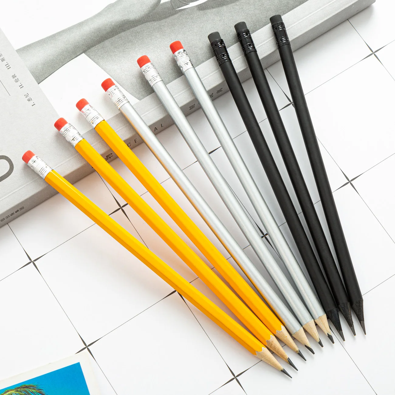 Promotion Custom logo printed pencil wooden pencil with eraser pencils with eraser