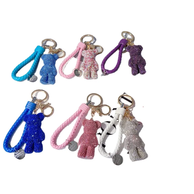 Кожаный шнур медведь сплав брелок Аниме Пряжка для ключей кулон кристалл автомобильный чемодан и Сумки Чехол обивка принадлежности куклы