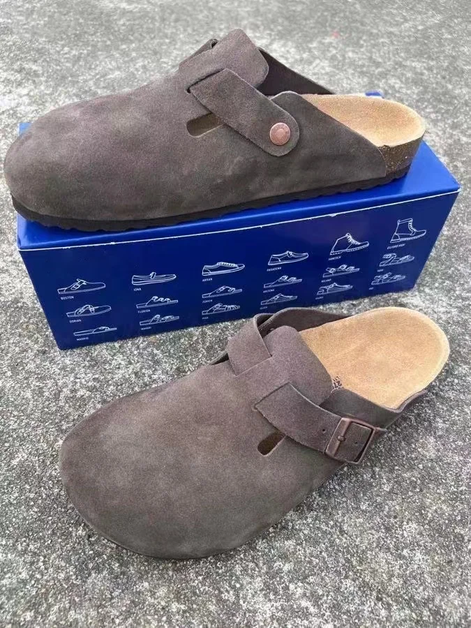 Factory Stock Retro Cork Sole Inner Heightening Slipper Suede Leather Thick Sole Outer Wear Half Soles Ladies Sandals Men Shoes