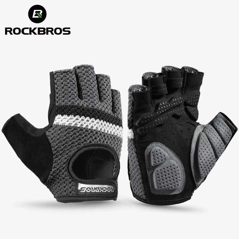 ROCKBROS Adult Cycling Gloves Soft Fitness Breathable SBR Shockproof Fingerless Gloves Moto MTB Bike Gloves (1600469382638)