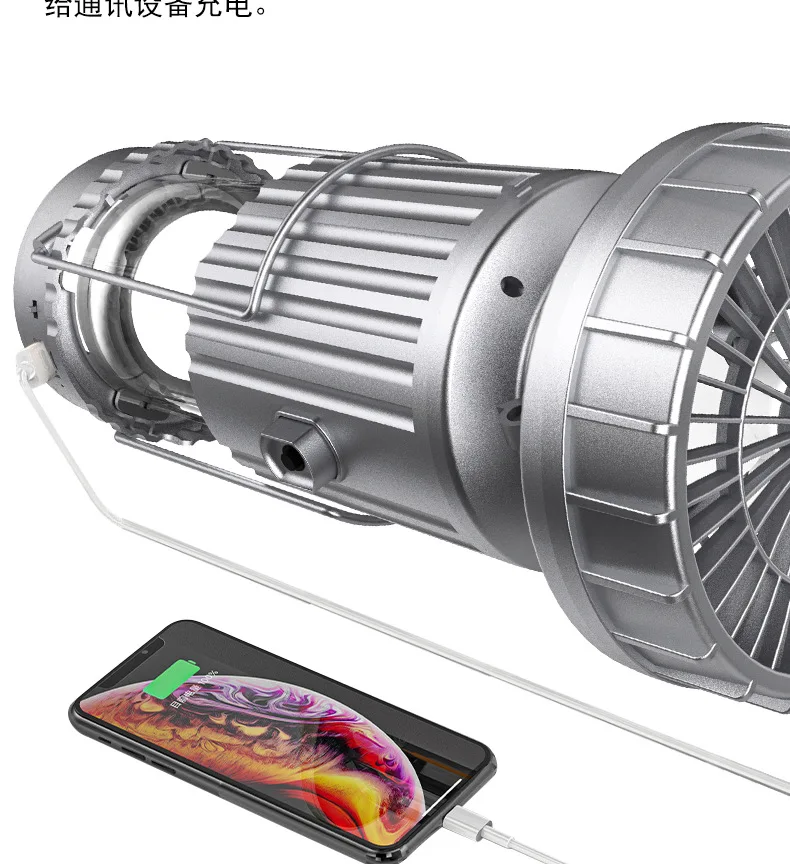 2024 New 360 Degrees Solar Camping Fan 3000mAh Rechargeable LED Lantern Tent Light with Flashlight & Speaker