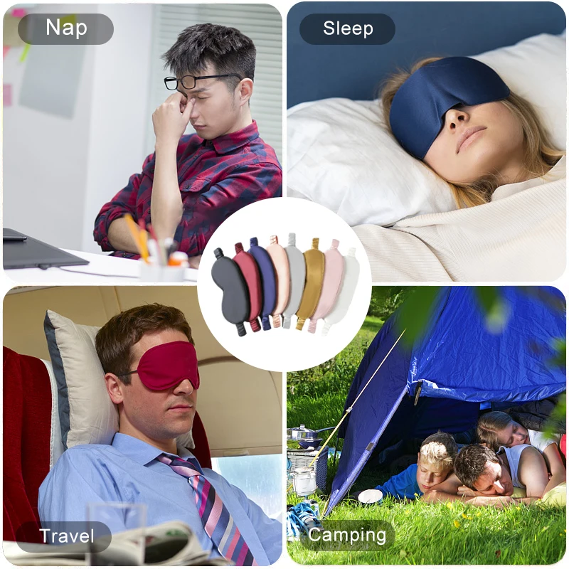 Custom Printed Mulberry Silk Sleep Eyemask 100% Natural Silk Eye Mask Sleeping Set With Pouch