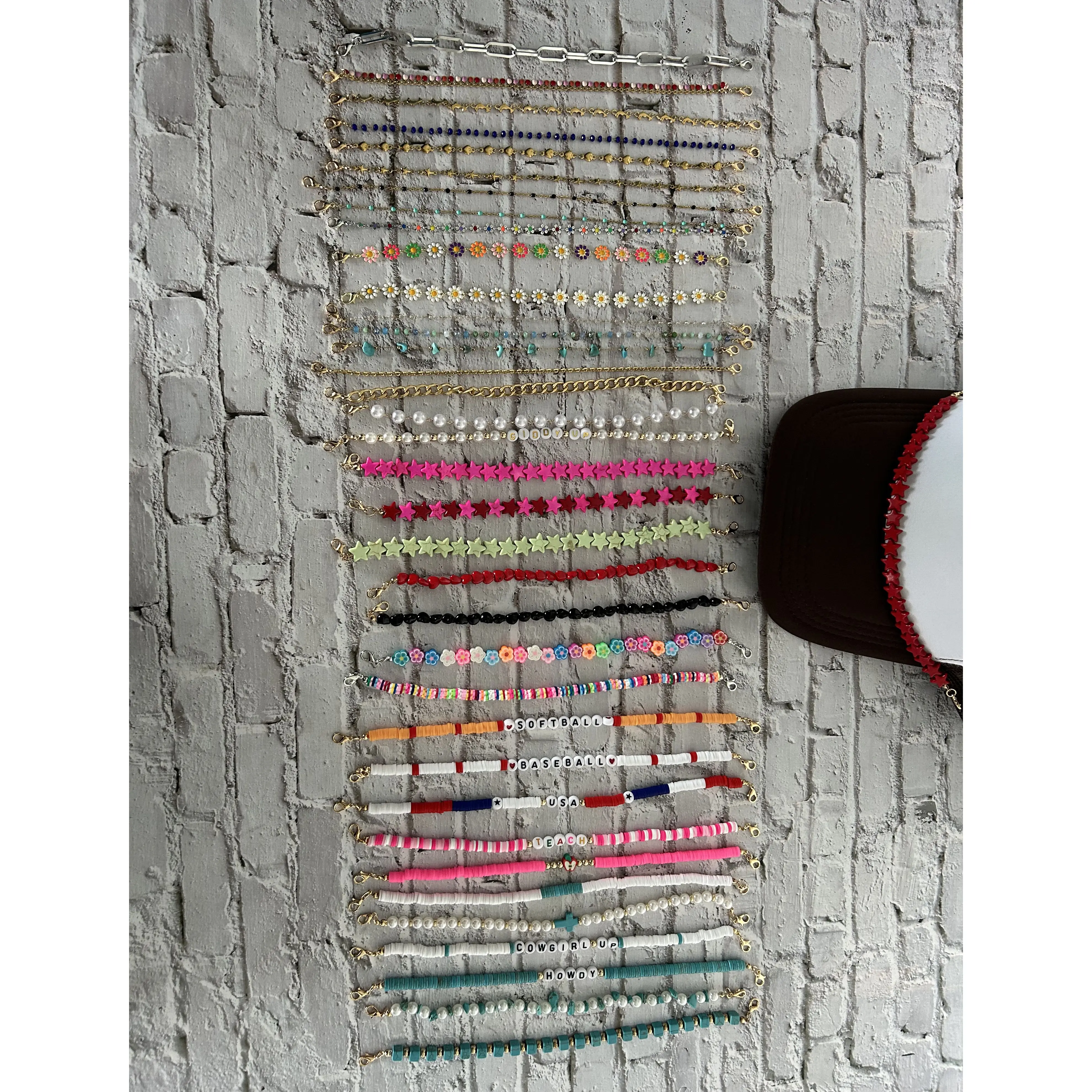 Customize Turquoise Trucker Hat Chains DIY Polymer Clay Baseball Cap Chain Anklet Charm Beach Accessories