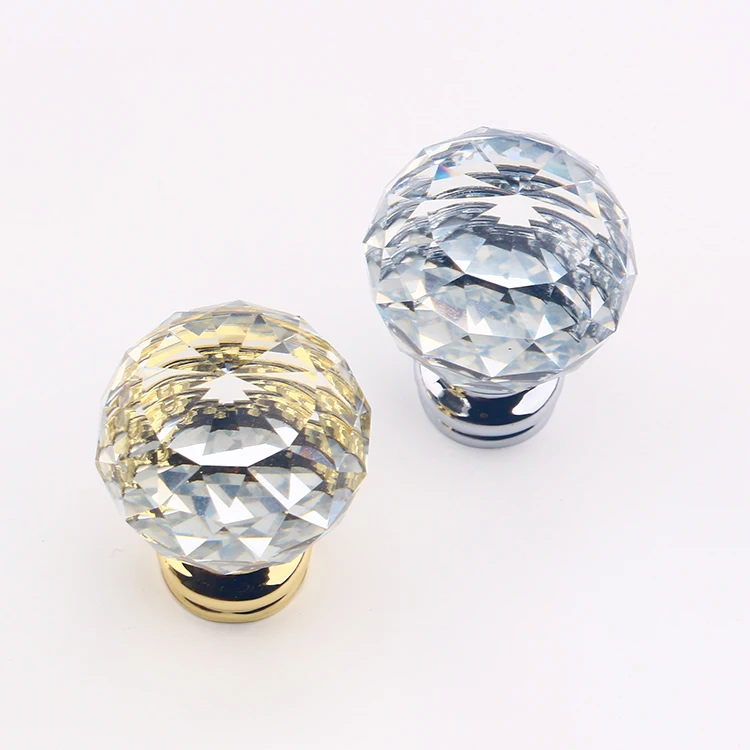 Блестящая золотая Серебряная хромированная стеклянная Хрустальная ручка для выдвижного ящика Изысканная кухонного шкафа Роскошная современная