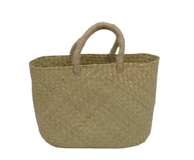 Hot Selling Beach Straw Bag Market Summer Straw Woven basket Big Size Grass Collector Basket
