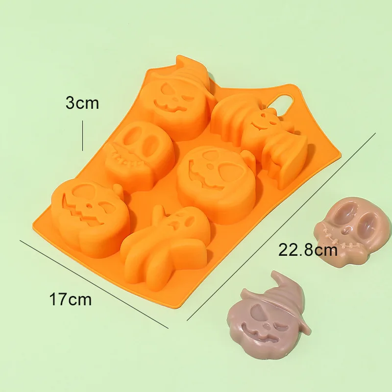 Halloween Baking Mold DIY Silicone Cookie Mold 6 Hole Pumpkin Head Jelly Chocolate mold