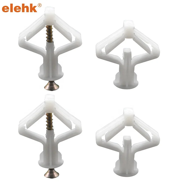 Elehk PE Gypsum Board Screw Anchor Concrete Expansion Anchor Hollow Wall Toggle Butterfly Anchor