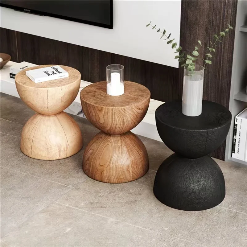 Nordic solid wood pier coffee table log root carving coffee table root edge several circular living room household stools